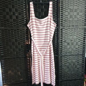 NWT GAP Pink/White Striped Midi Sundress SZ XXL